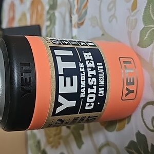 Rare retired coral color yeti rambler coaster can insulator, 12 oz.